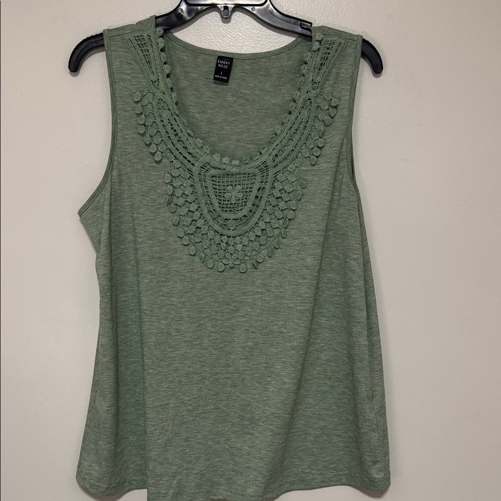Sonoma Olive Crochet Accent Tank Top